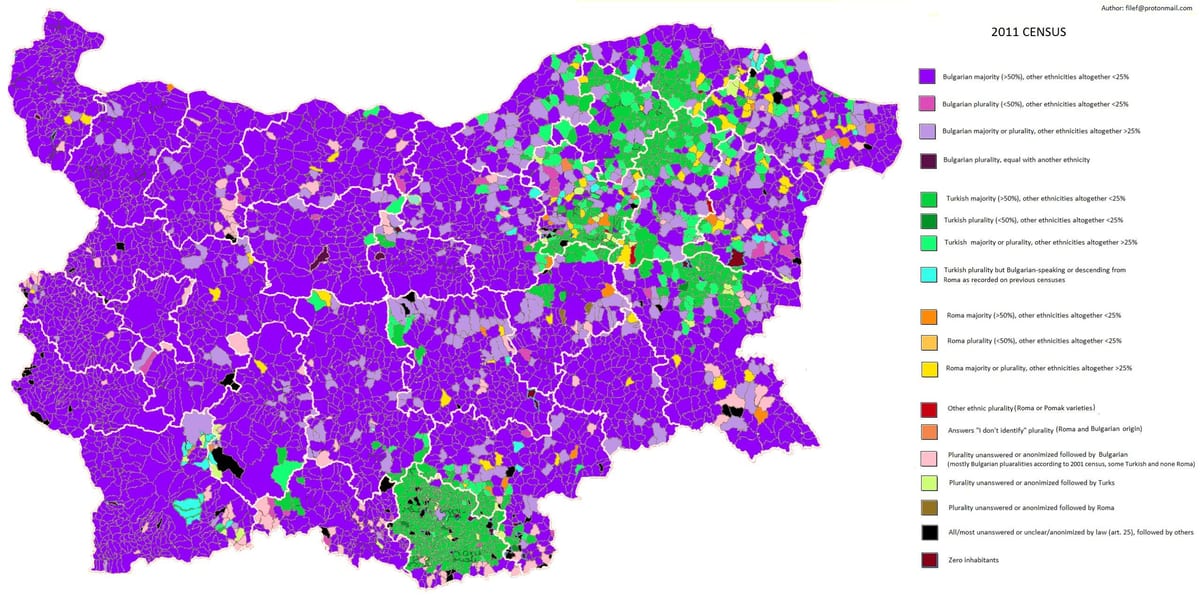 地图保加利亚民族